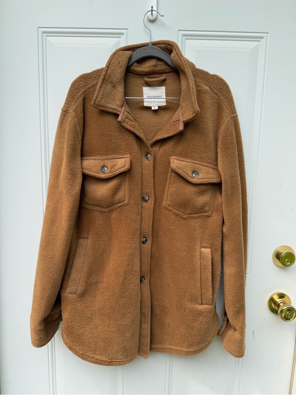Thread & Supply Women's Brown Teddy Fleece Shacket